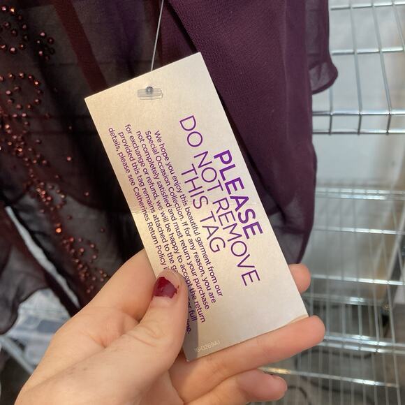 Catherines Burgundy Beaded Sheer Open Front Kimono Evening Cardigan Size 30 - Picture 10 of 11